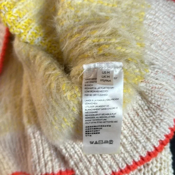 Free People Sunbrite yellow/orange whimsical Mock Neck Sweater size Medi… - Picture 6 of 7